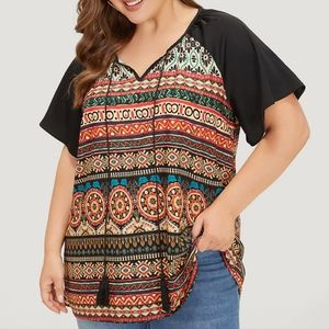BloomChic Black and Multicolor Boho Blouse